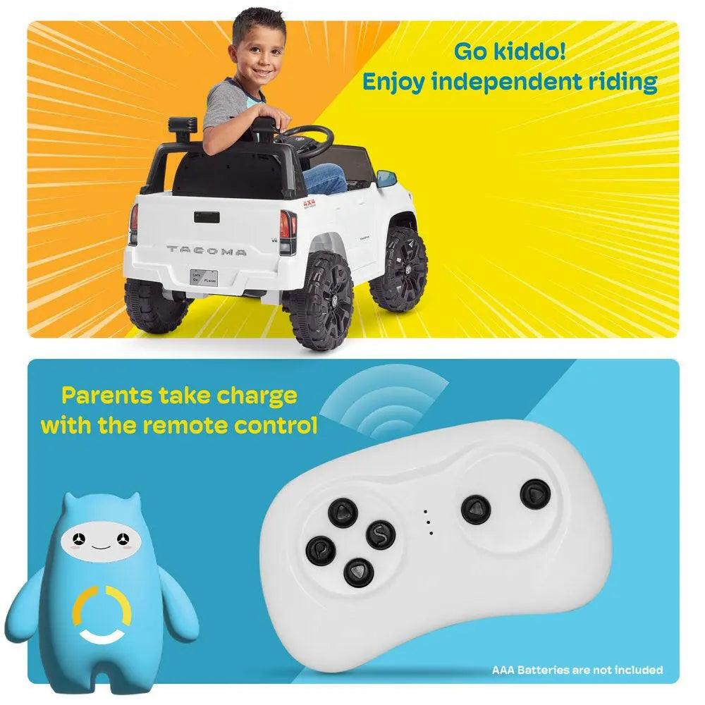 12V Ride-On Truck, Battery Powered Licensed Toyota Tacoma Electric Car for 3-6 Years Unisex Kids, Electric Vehicle Toy W/ Remote Control, Bluetooth, MP3, LED Lights, Suspension System - Pink