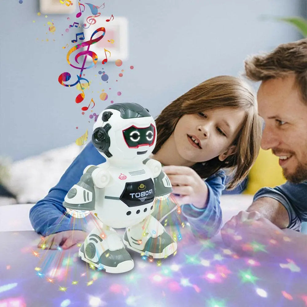 Robot Toys for Kids,Electronic Smart Walking Dancing Robot Toy with Flashing Lights and Music,White