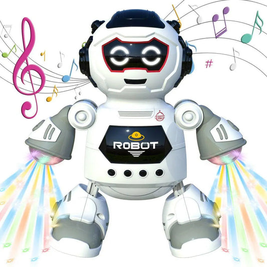 Robot Toys for Kids,Electronic Smart Walking Dancing Robot Toy with Flashing Lights and Music,White