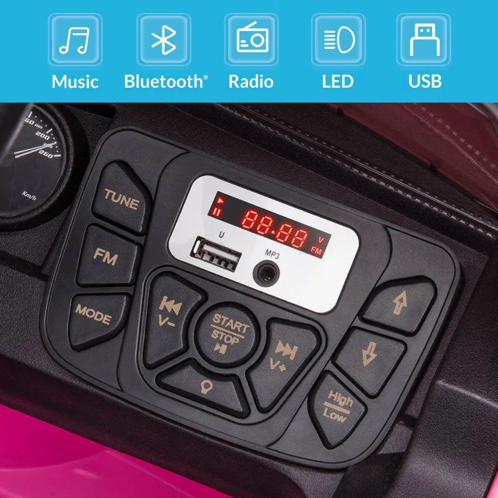 12V Ride-On Truck, Battery Powered Licensed Toyota Tacoma Electric Car for 3-6 Years Unisex Kids, Electric Vehicle Toy W/ Remote Control, Bluetooth, MP3, LED Lights, Suspension System - Pink