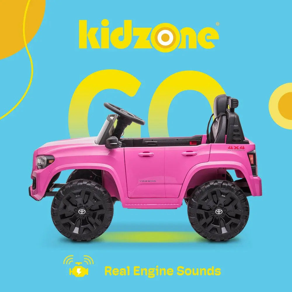12V Ride-On Truck, Battery Powered Licensed Toyota Tacoma Electric Car for 3-6 Years Unisex Kids, Electric Vehicle Toy W/ Remote Control, Bluetooth, MP3, LED Lights, Suspension System - Pink