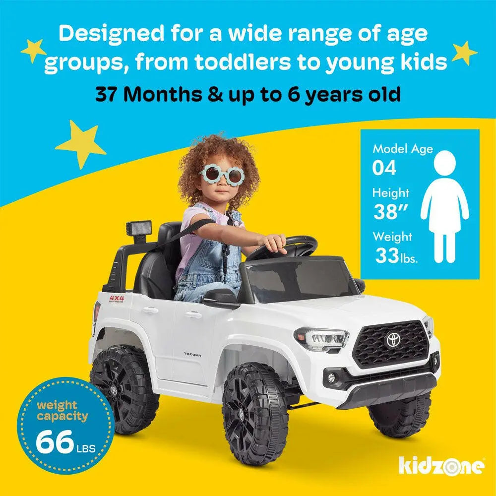 12V Ride-On Truck, Battery Powered Licensed Toyota Tacoma Electric Car for 3-6 Years Unisex Kids, Electric Vehicle Toy W/ Remote Control, Bluetooth, MP3, LED Lights, Suspension System - Pink