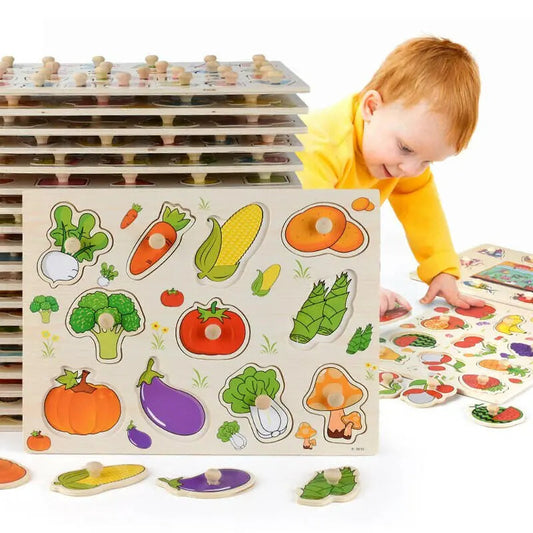 New 30cm Baby Toys Montessori Wooden Puzzle Hand - Toys Galore & More